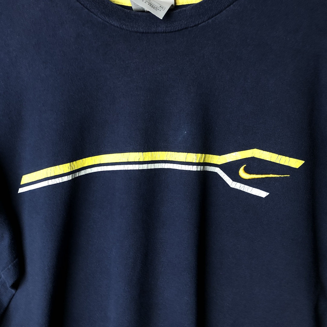 Nike logo print long-sleeved T-shirt, men's size XL cotton navy blue type Vintage Second Hand