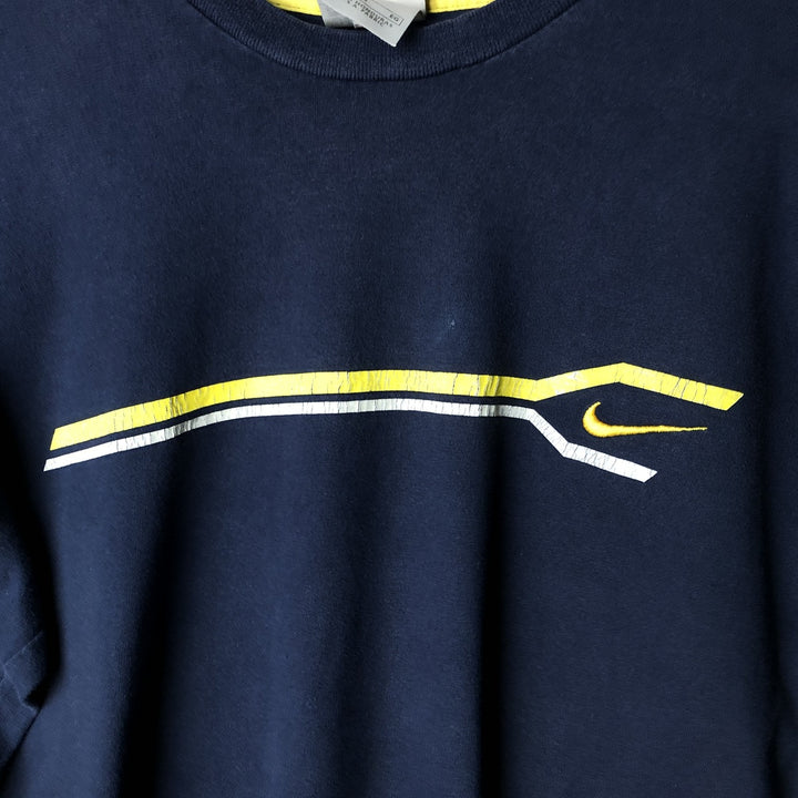 Nike logo print long-sleeved T-shirt, men's size XL cotton navy blue type Vintage Second Hand