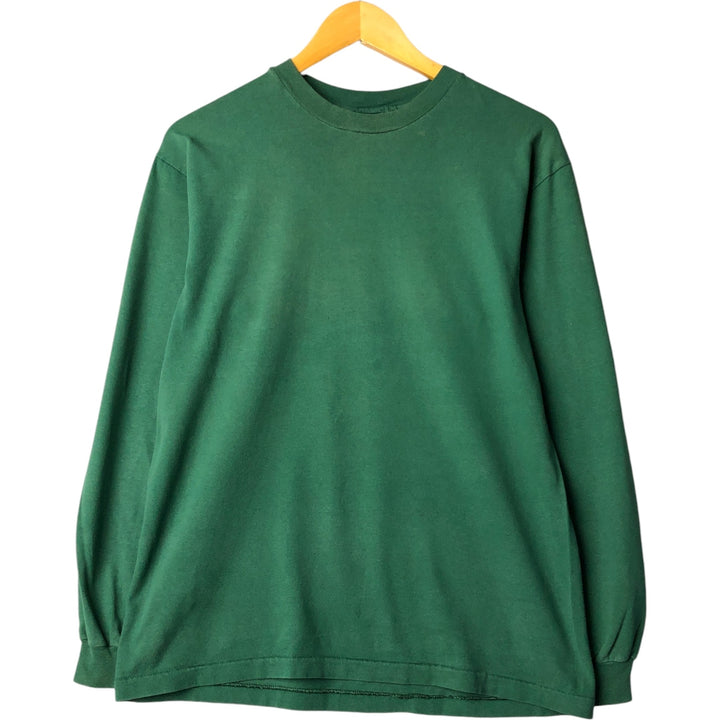 Vintage 90'S Hanes BEEFY-T Blue Tag Long Sleeve T-Shirt, Made in USA, Men's Size Medium cotton green type Vintage Second Hand