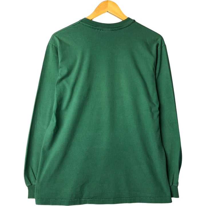 Vintage 90'S Hanes BEEFY-T Blue Tag Long Sleeve T-Shirt, Made in USA, Men's Size Medium cotton green type Vintage Second Hand