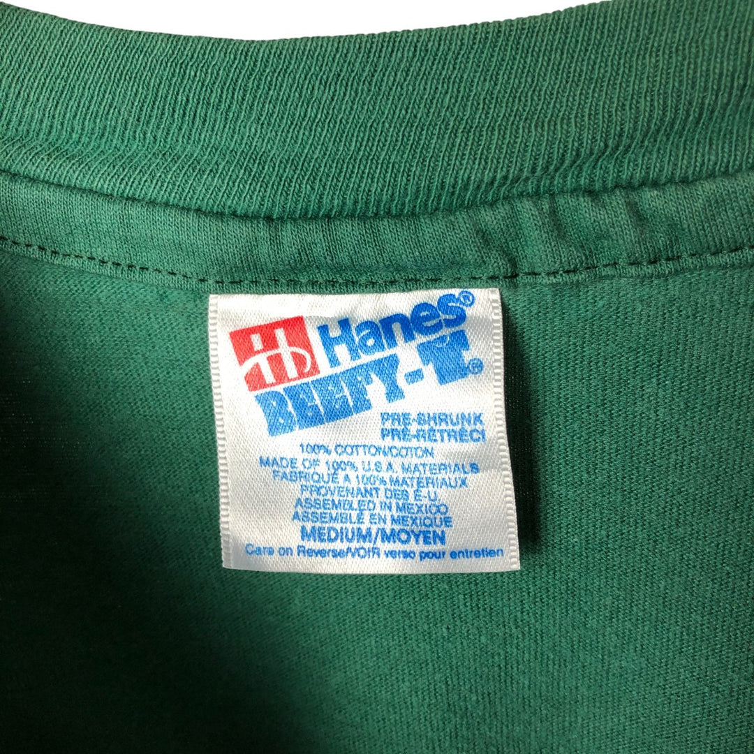 Vintage 90'S Hanes BEEFY-T Blue Tag Long Sleeve T-Shirt, Made in USA, Men's Size Medium cotton green type Vintage Second Hand