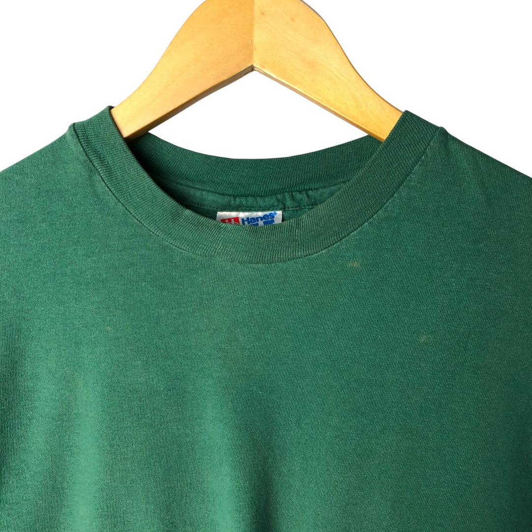 Vintage 90'S Hanes BEEFY-T Blue Tag Long Sleeve T-Shirt, Made in USA, Men's Size Medium cotton green type Vintage Second Hand