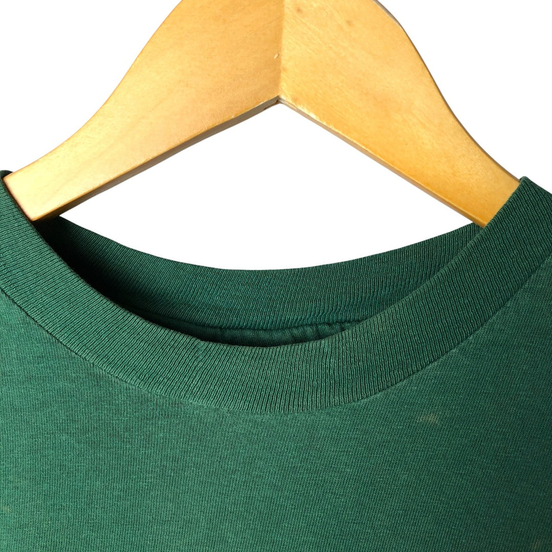 Vintage 90'S Hanes BEEFY-T Blue Tag Long Sleeve T-Shirt, Made in USA, Men's Size Medium cotton green type Vintage Second Hand