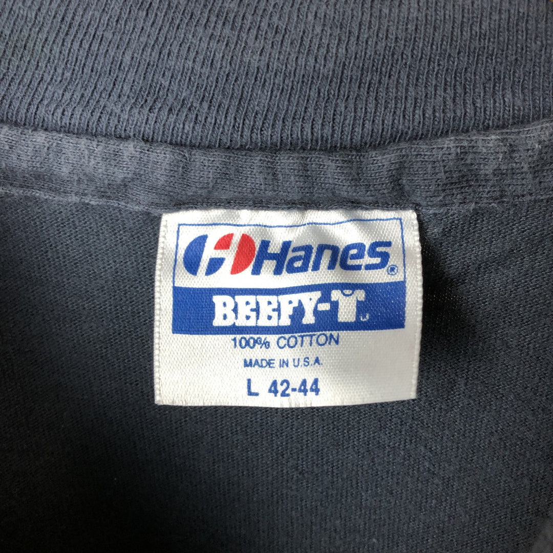 Vintage 1980'S Hanes BEEFY-T Blue Tag Long Sleeve T-Shirt, Made in USA, Men's Size L cotton navy blue type Vintage Second Hand