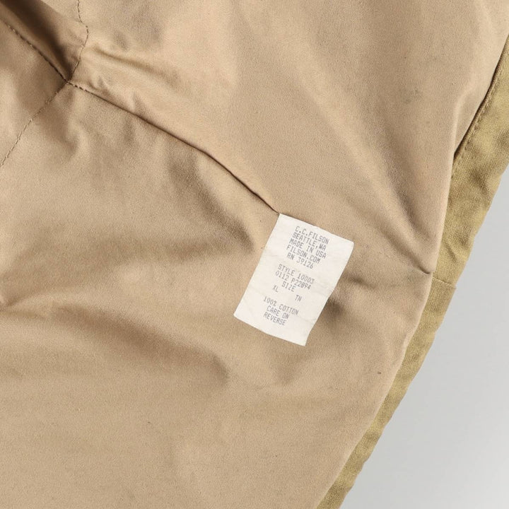Vintage 90'S Filson Stars and Stripes Oiled Hunting Jacket, Made in USA, Men's Size XL cotton beige type brown Vintage Second Hand