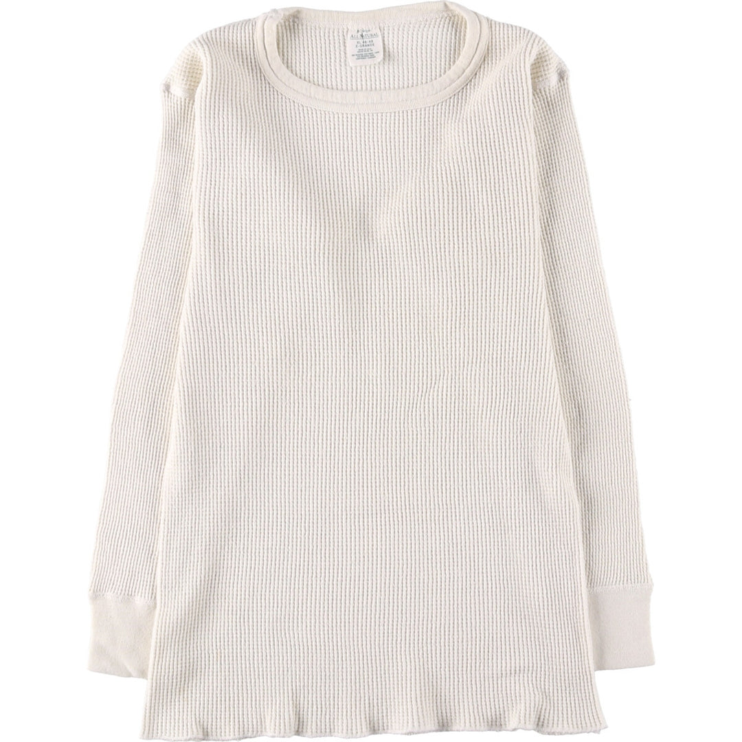 JEMORGAN ALL NATURAL Thermal Long T-Shirt, Waffle, Made in USA, Men's XL cotton unbleached Vintage Second Hand