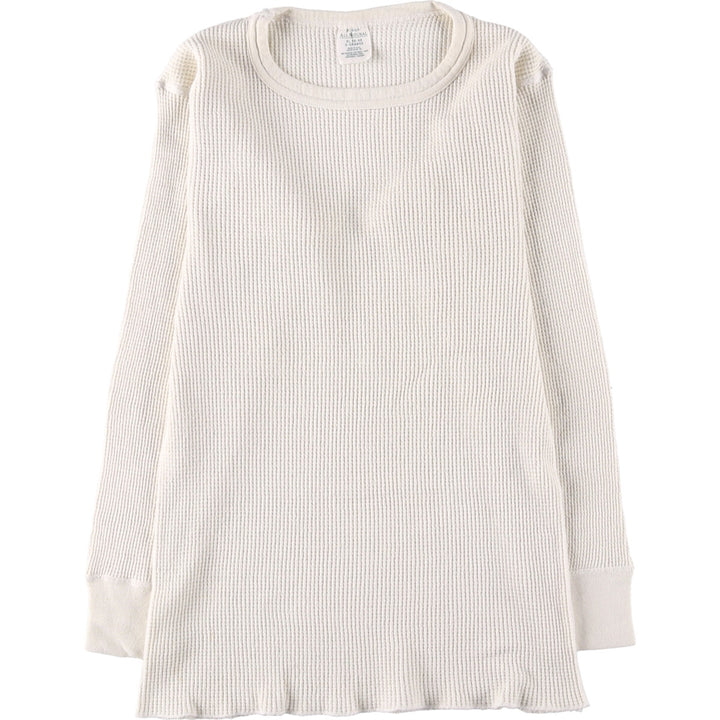 JEMORGAN ALL NATURAL Thermal Long T-Shirt, Waffle, Made in USA, Men's XL cotton unbleached Vintage Second Hand