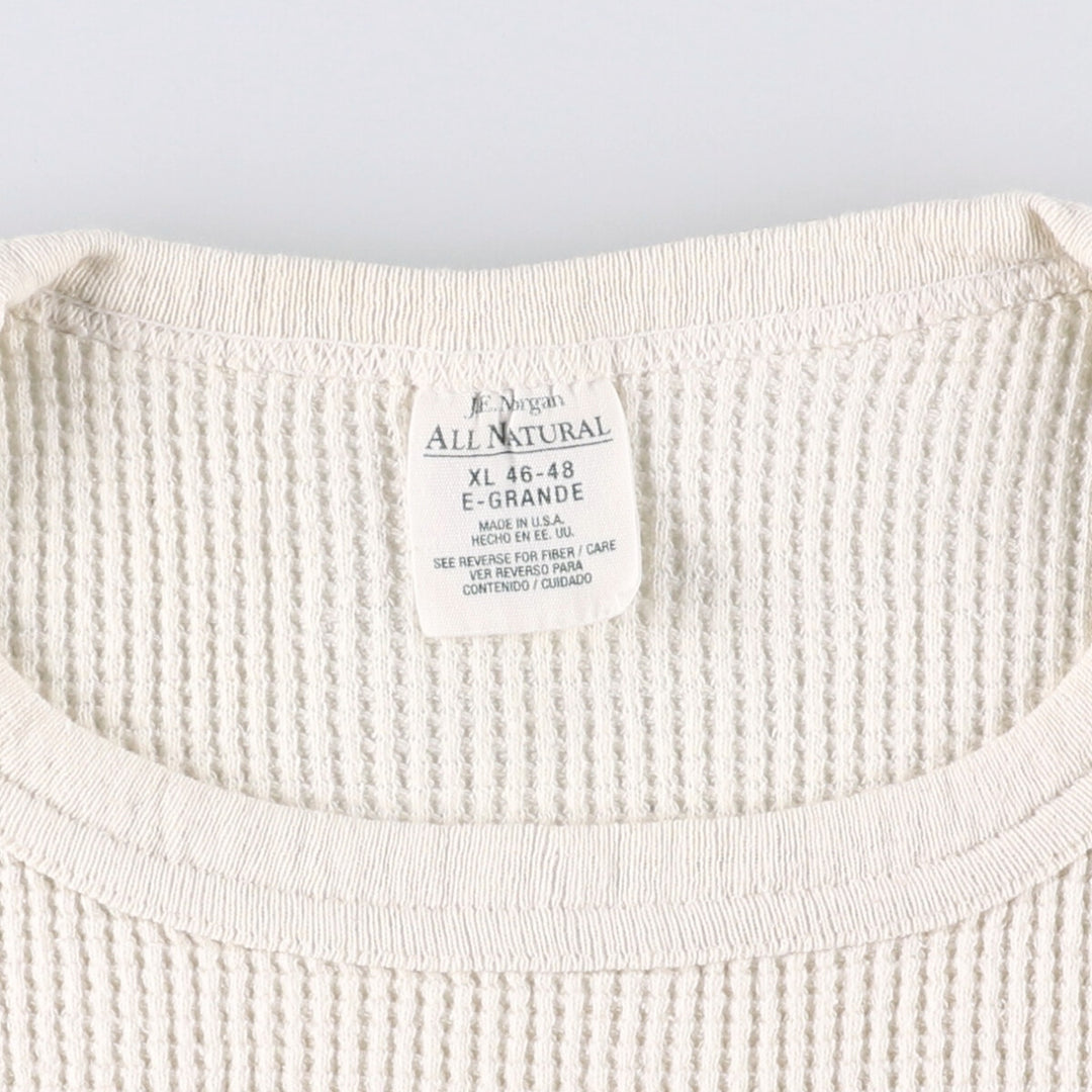 JEMORGAN ALL NATURAL Thermal Long T-Shirt, Waffle, Made in USA, Men's XL cotton unbleached Vintage Second Hand
