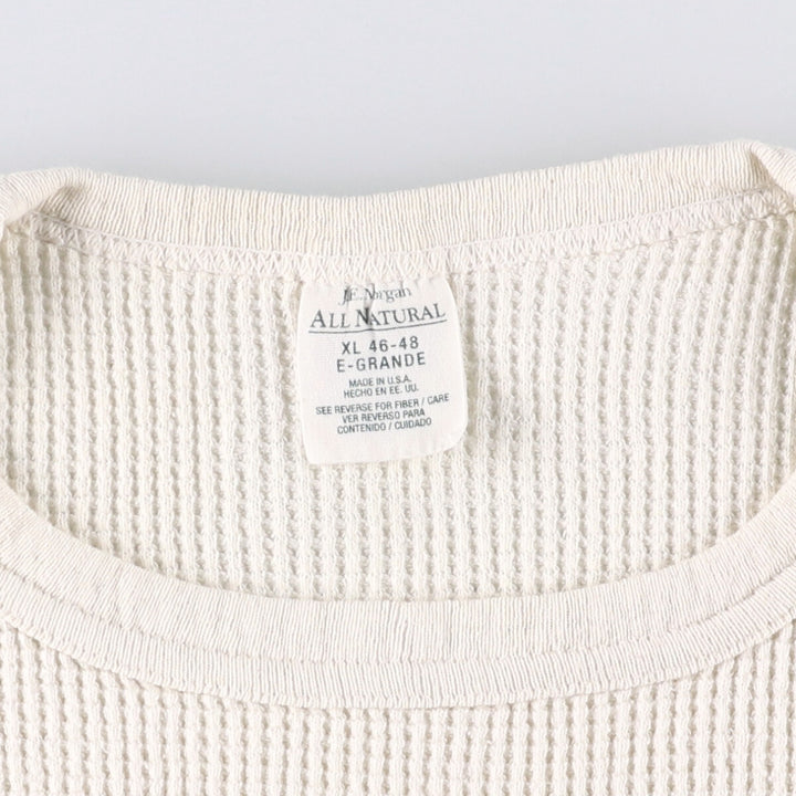 JEMORGAN ALL NATURAL Thermal Long T-Shirt, Waffle, Made in USA, Men's XL cotton unbleached Vintage Second Hand