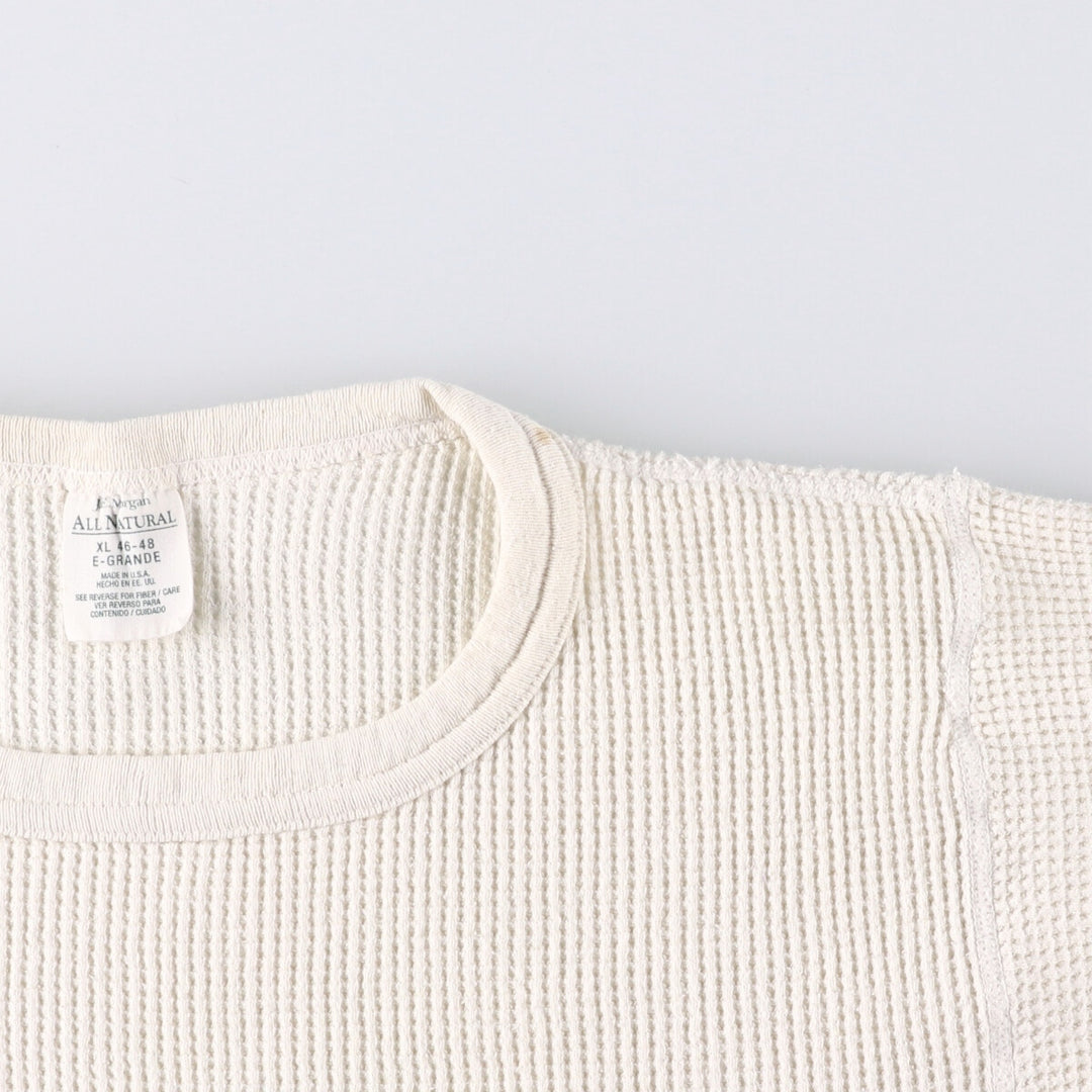 JEMORGAN ALL NATURAL Thermal Long T-Shirt, Waffle, Made in USA, Men's XL cotton unbleached Vintage Second Hand