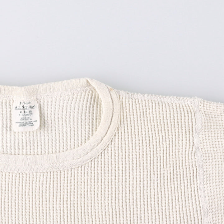 JEMORGAN ALL NATURAL Thermal Long T-Shirt, Waffle, Made in USA, Men's XL cotton unbleached Vintage Second Hand