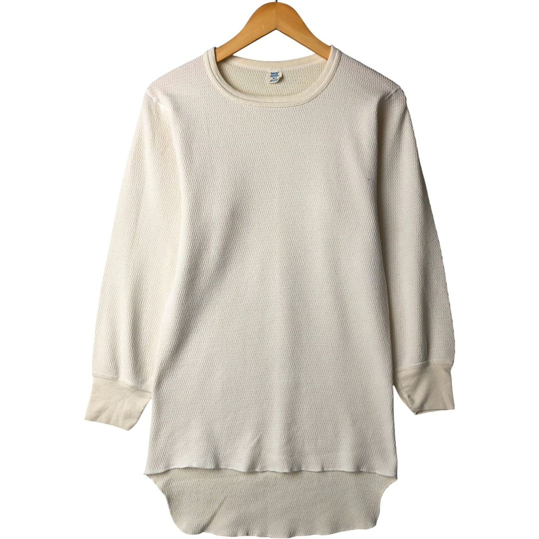 Hanes Solid Color Thermallon T-Shirt, Honeycomb, Made in USA, Men's XL cotton unbleached Vintage Second Hand