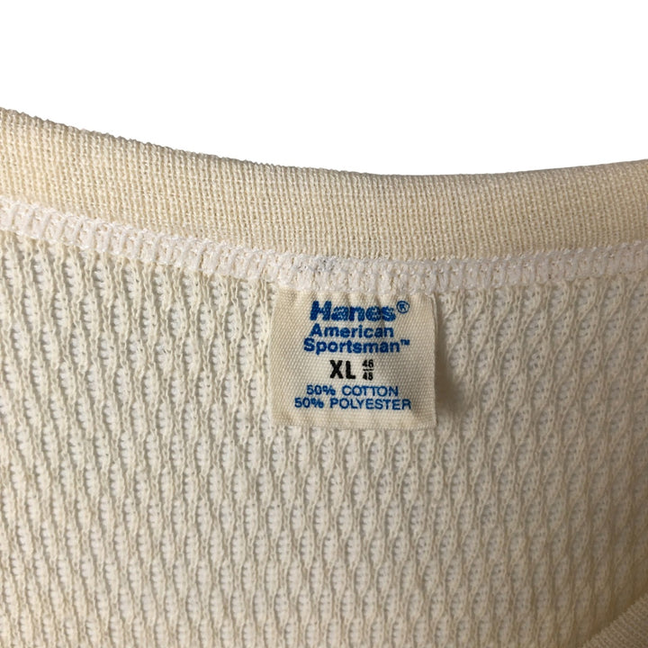 Hanes Solid Color Thermallon T-Shirt, Honeycomb, Made in USA, Men's XL cotton unbleached Vintage Second Hand