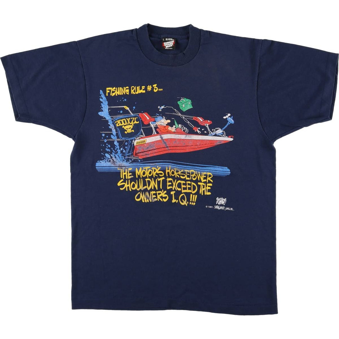90'S Screen Stars Best Printed T-shirt Made in USA Men's L Vintage cotton navy blue type Vintage Second Hand