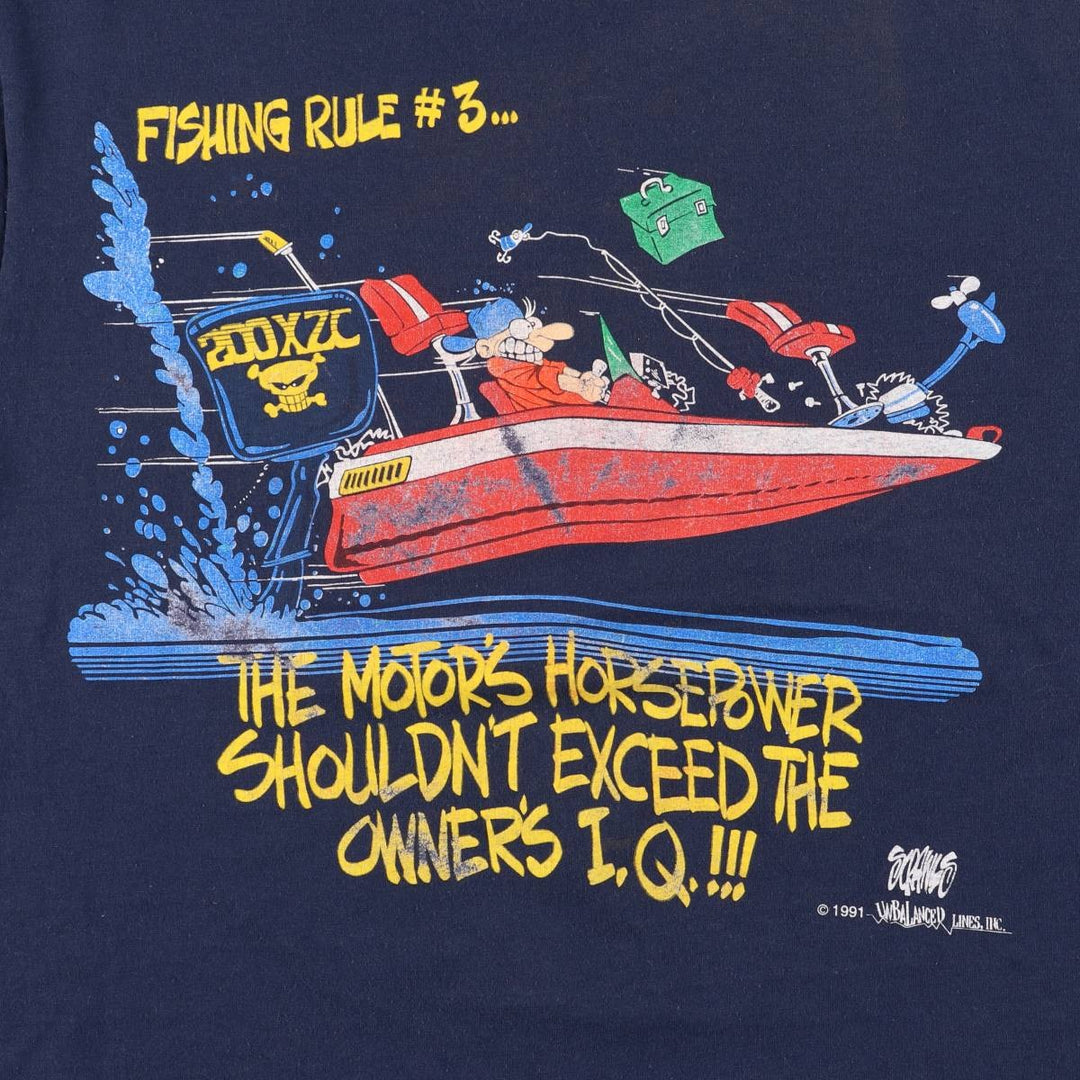 90'S Screen Stars Best Printed T-shirt Made in USA Men's L Vintage cotton navy blue type Vintage Second Hand