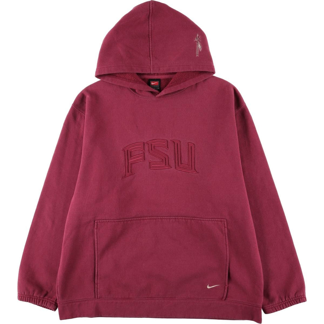 2000'S Nike Team College Pullover Hoodie, Men's Size L cotton burgundy type Vintage Second Hand