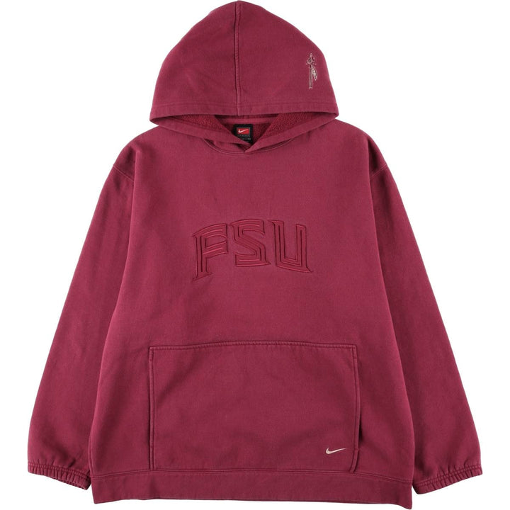 2000'S Nike Team College Pullover Hoodie, Men's Size L cotton burgundy type Vintage Second Hand