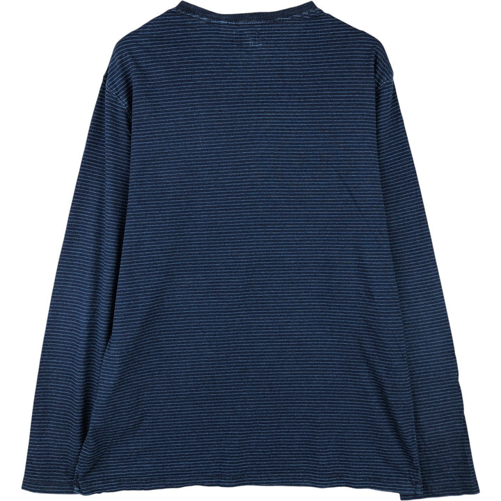 Levi's Striped Pattern Long Sleeve T-Shirt, Men's Size L cotton blue type Vintage Second Hand