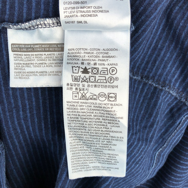 Levi's Striped Pattern Long Sleeve T-Shirt, Men's Size L cotton blue type Vintage Second Hand