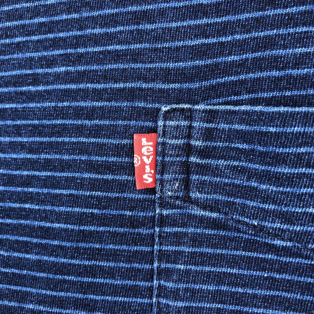 Levi's Striped Pattern Long Sleeve T-Shirt, Men's Size L cotton blue type Vintage Second Hand