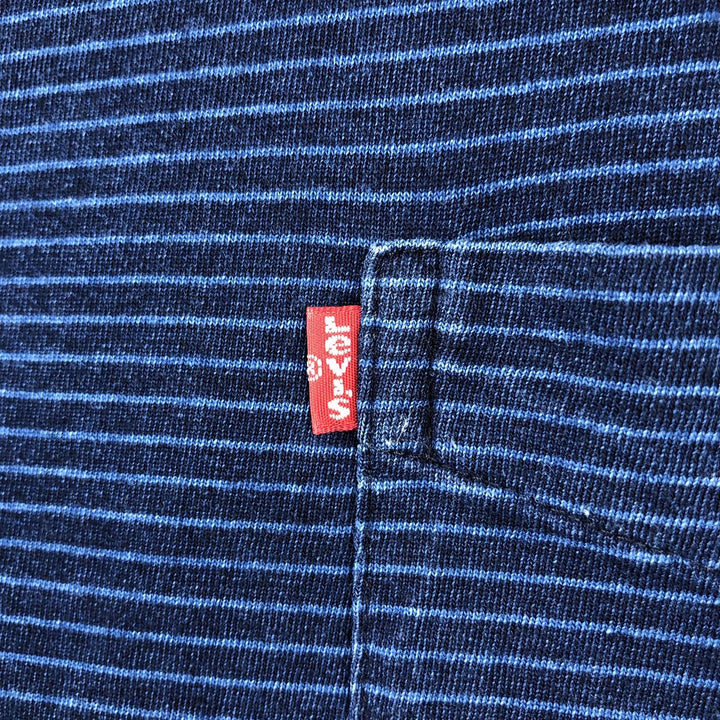 Levi's Striped Pattern Long Sleeve T-Shirt, Men's Size L cotton blue type Vintage Second Hand