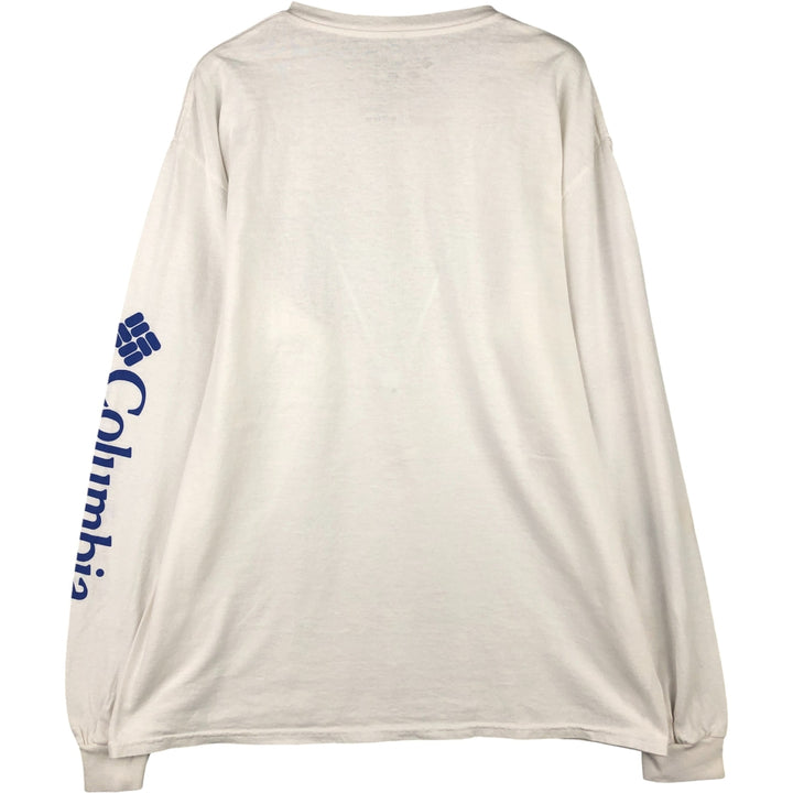 Columbia PFG Fish Print Long Sleeve T-Shirt, Men's Size L cotton white type Vintage Second Hand