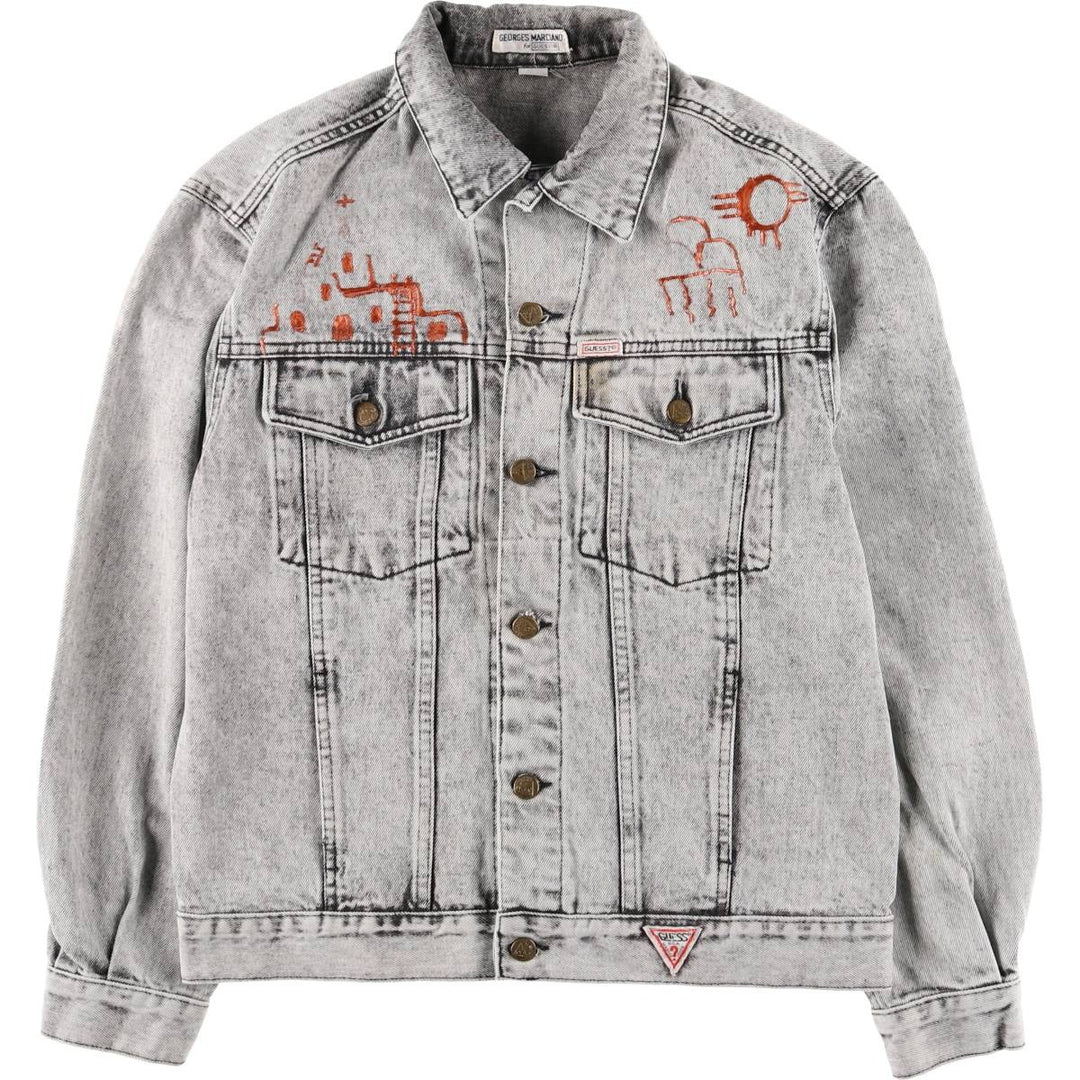 90'S Guess by Georges Marciano Custom Denim Jacket, Made in the USA, Men's Size Medium, Vintage cotton gray type Vintage Second Hand