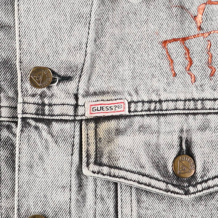 90'S Guess by Georges Marciano Custom Denim Jacket, Made in the USA, Men's Size Medium, Vintage cotton gray type Vintage Second Hand