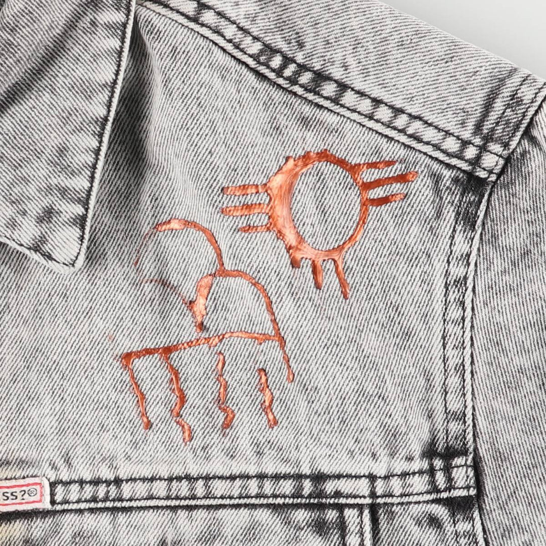 90'S Guess by Georges Marciano Custom Denim Jacket, Made in the USA, Men's Size Medium, Vintage cotton gray type Vintage Second Hand