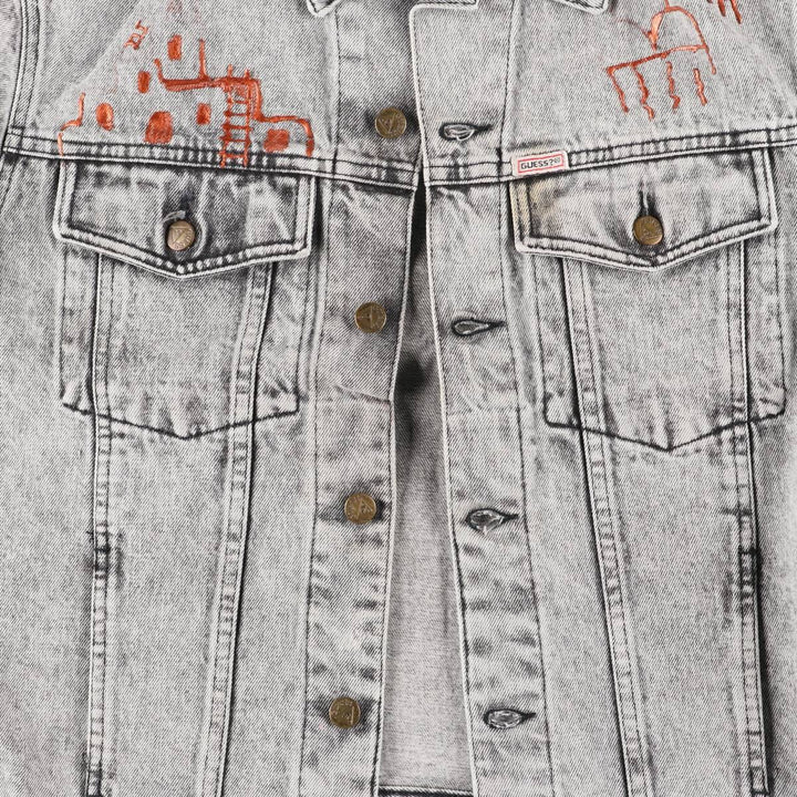 90'S Guess by Georges Marciano Custom Denim Jacket, Made in the USA, Men's Size Medium, Vintage cotton gray type Vintage Second Hand