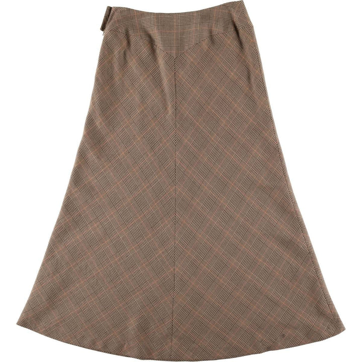 ANNEX Gun Club Check Long A-Line Skirt, Women's Size L polyester beige type brown Vintage Second Hand