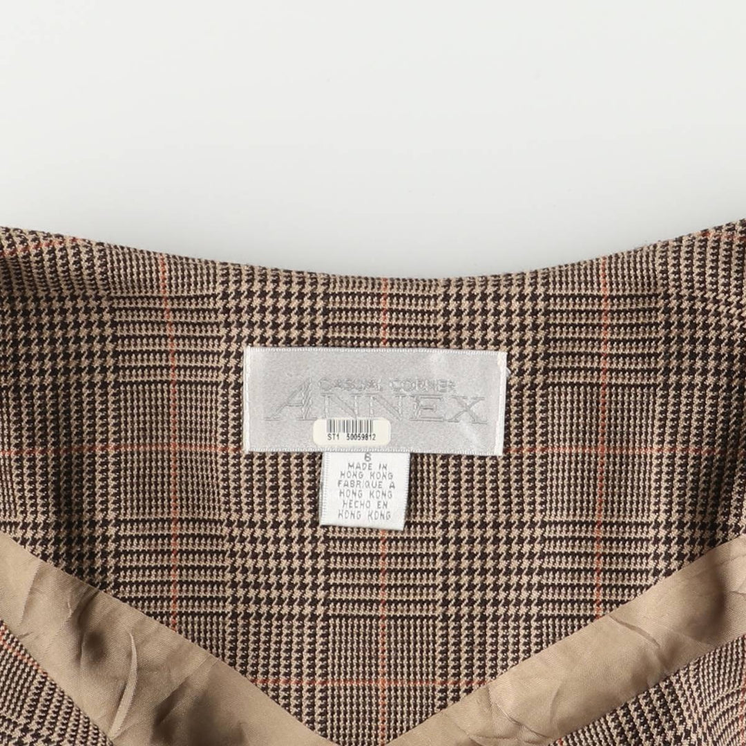 ANNEX Gun Club Check Long A-Line Skirt, Women's Size L polyester beige type brown Vintage Second Hand
