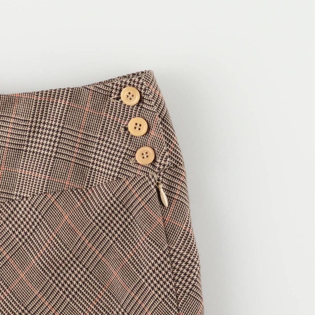 ANNEX Gun Club Check Long A-Line Skirt, Women's Size L polyester beige type brown Vintage Second Hand