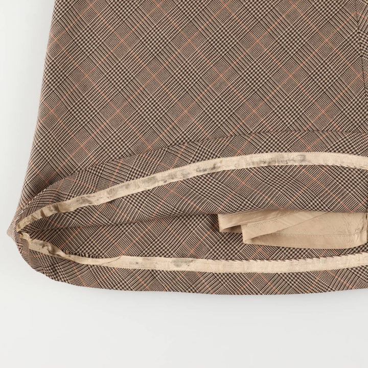 ANNEX Gun Club Check Long A-Line Skirt, Women's Size L polyester beige type brown Vintage Second Hand