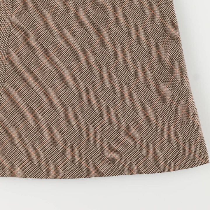 ANNEX Gun Club Check Long A-Line Skirt, Women's Size L polyester beige type brown Vintage Second Hand