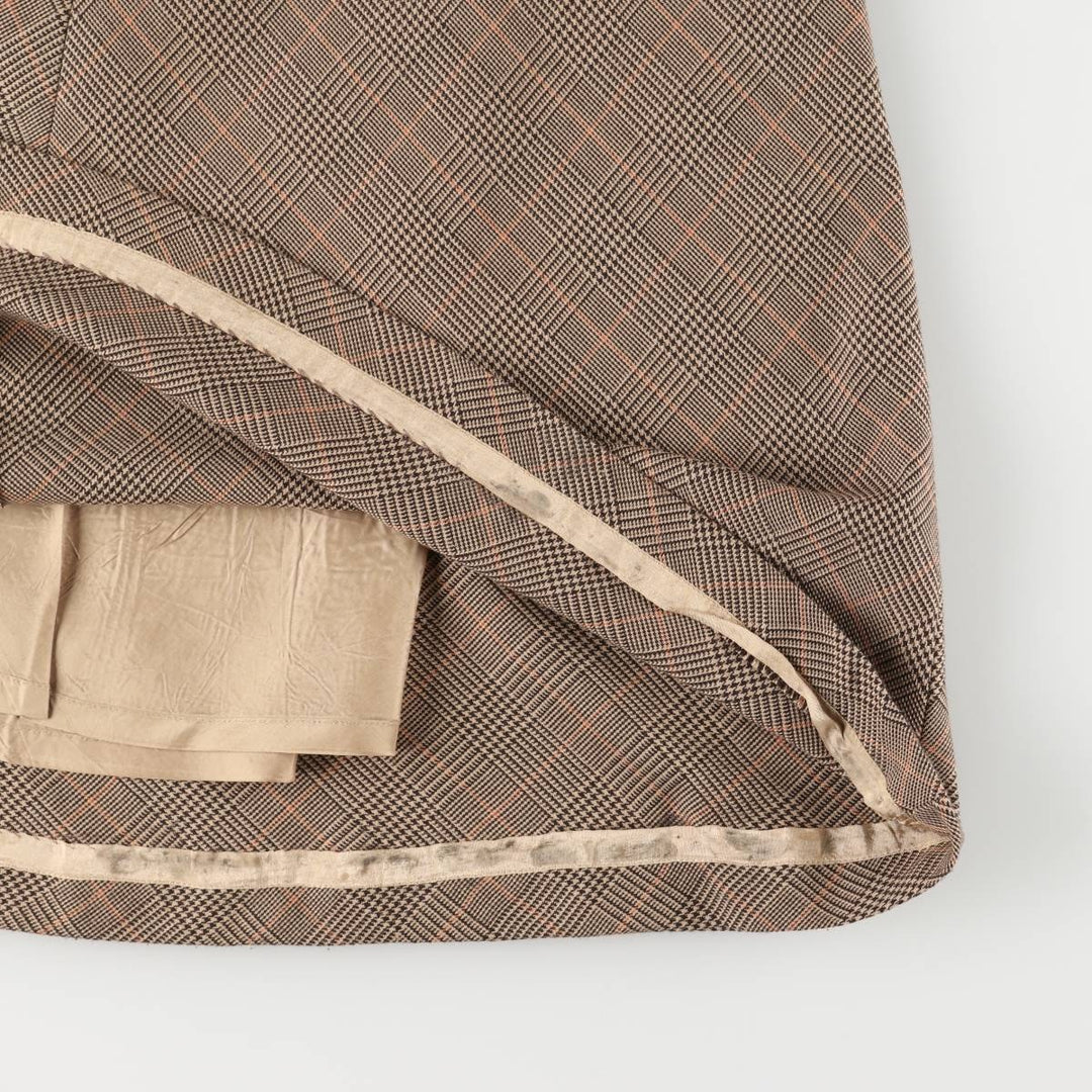 ANNEX Gun Club Check Long A-Line Skirt, Women's Size L polyester beige type brown Vintage Second Hand