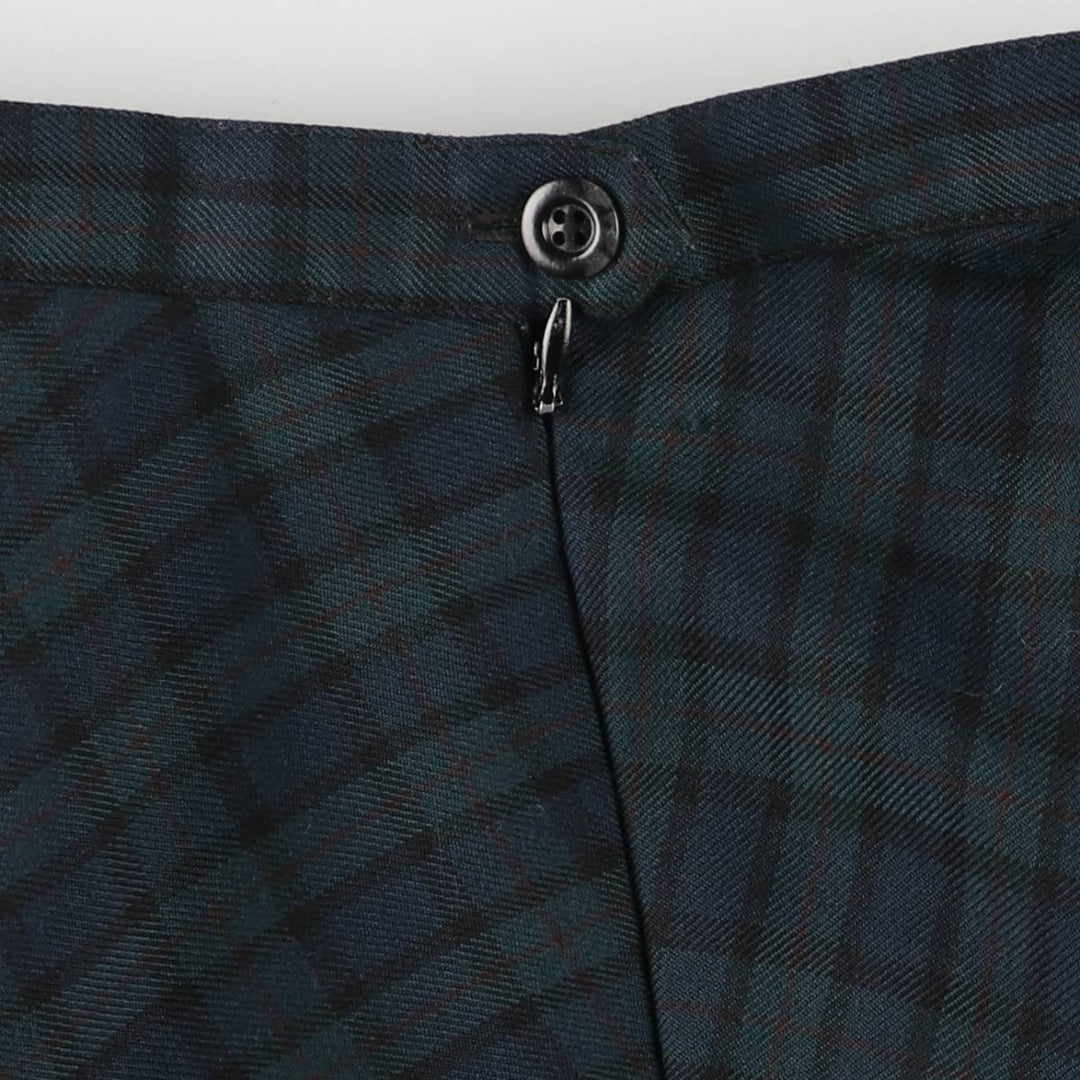 TWEEDS Blackwatch Check Wool Long A-Line Skirt, Women's Size M polyester navy blue type Vintage Second Hand