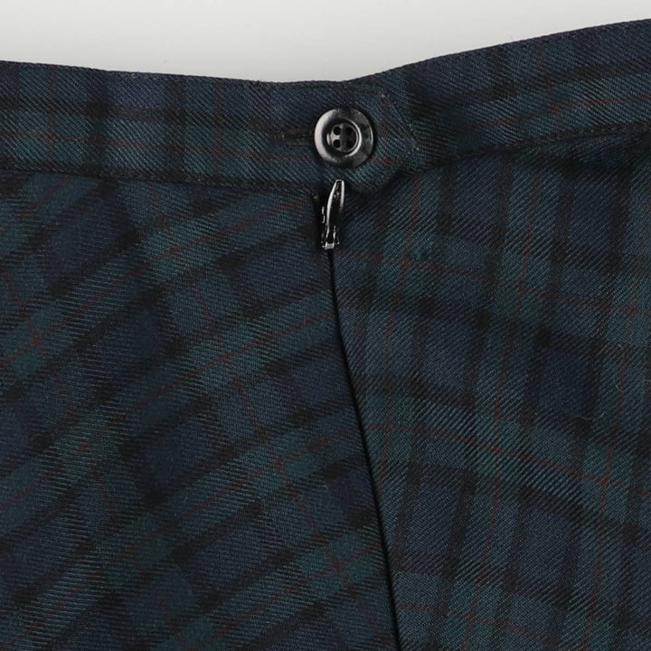 TWEEDS Blackwatch Check Wool Long A-Line Skirt, Women's Size M polyester navy blue type Vintage Second Hand