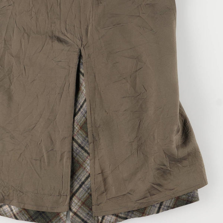 Banana Republic Check Pattern Wool Long A-Line Skirt, Women's Size M wool Khaki type Vintage Second Hand