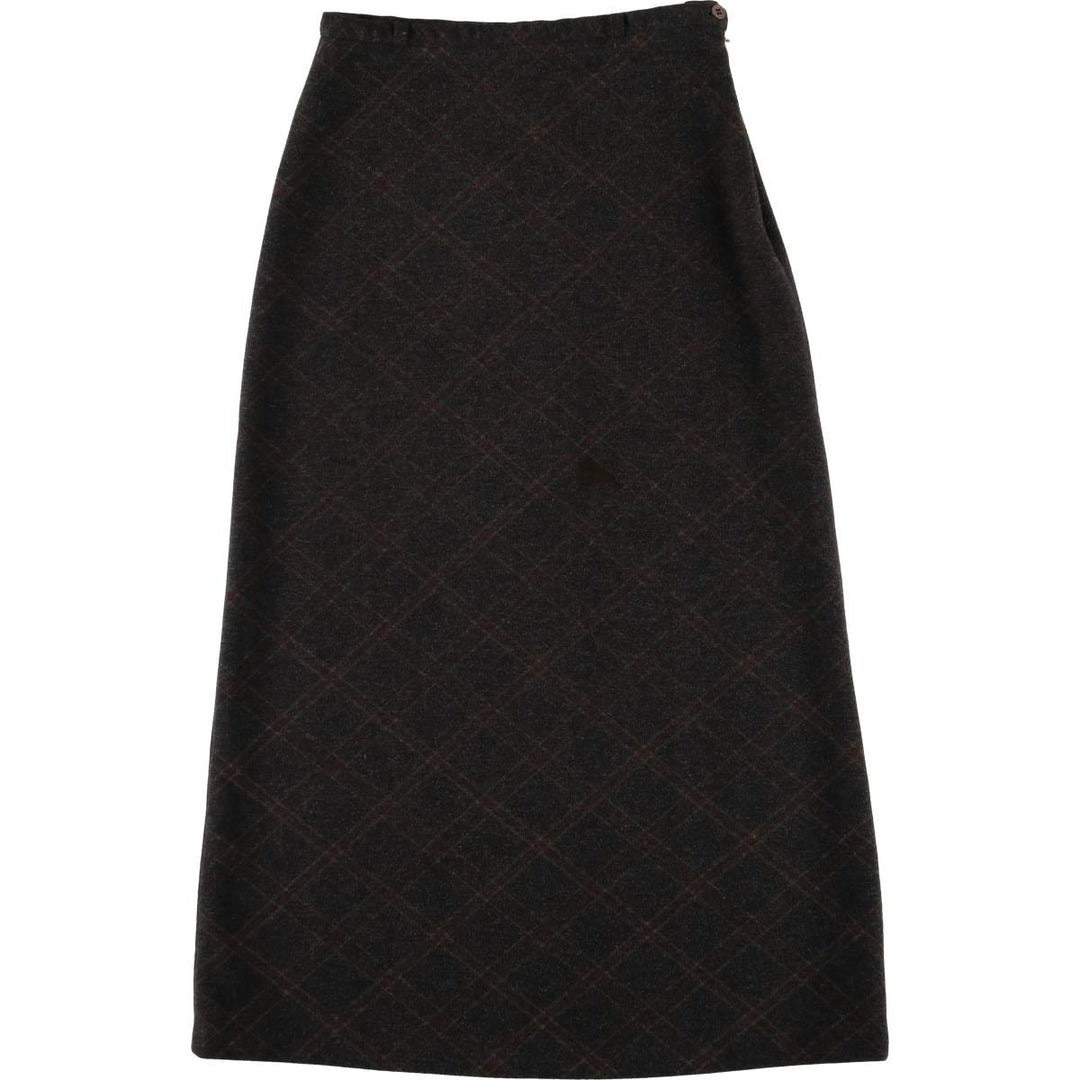 Check Pattern Long A-Line Skirt, Women's Size M unclear Charcoal Vintage Second Hand