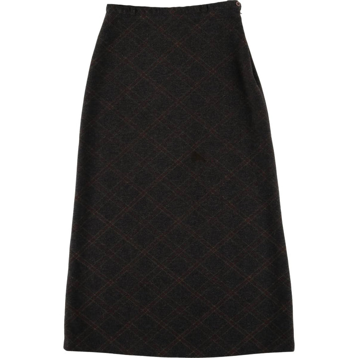 Check Pattern Long A-Line Skirt, Women's Size M unclear Charcoal Vintage Second Hand