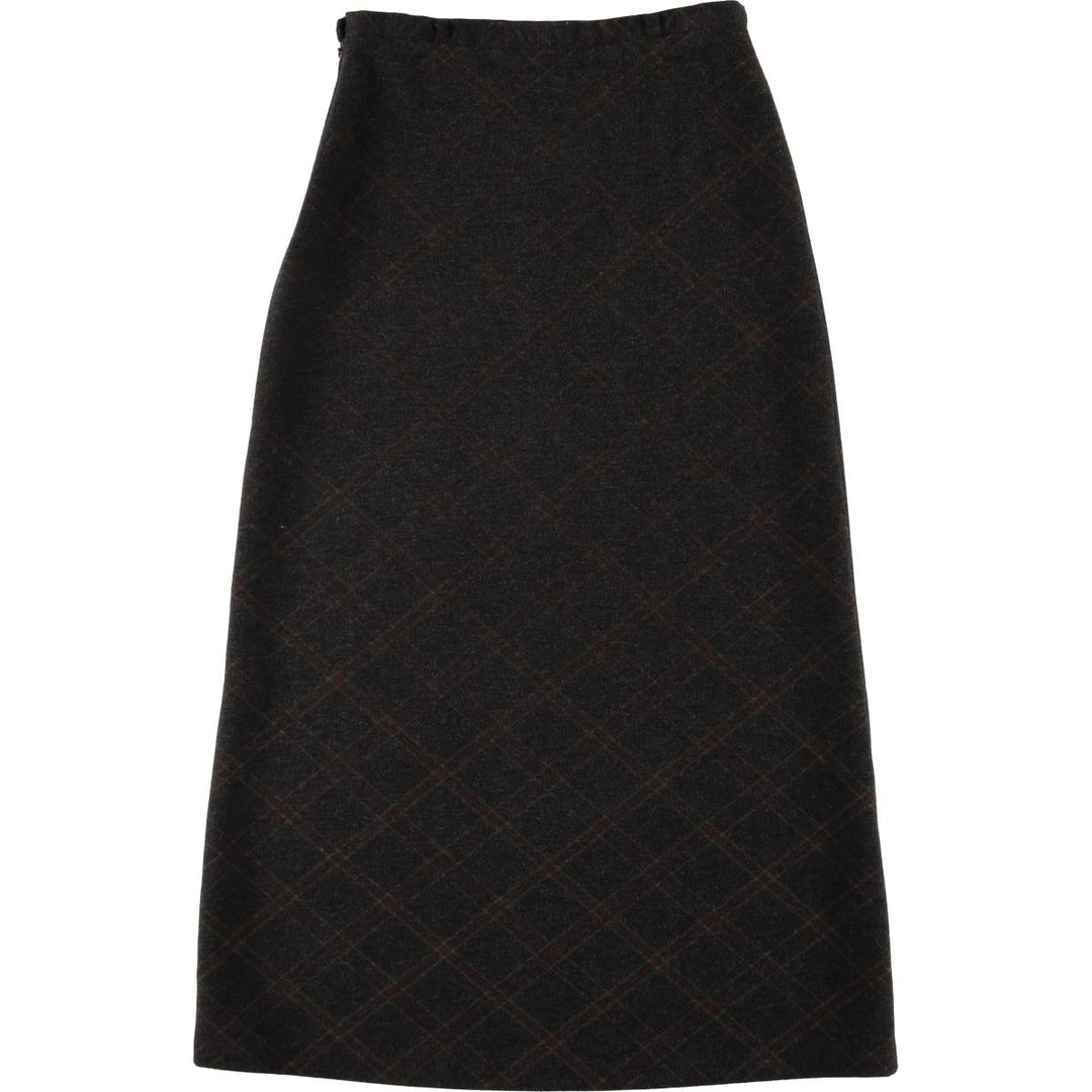 Check Pattern Long A-Line Skirt, Women's Size M unclear Charcoal Vintage Second Hand