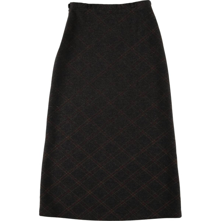 Check Pattern Long A-Line Skirt, Women's Size M unclear Charcoal Vintage Second Hand