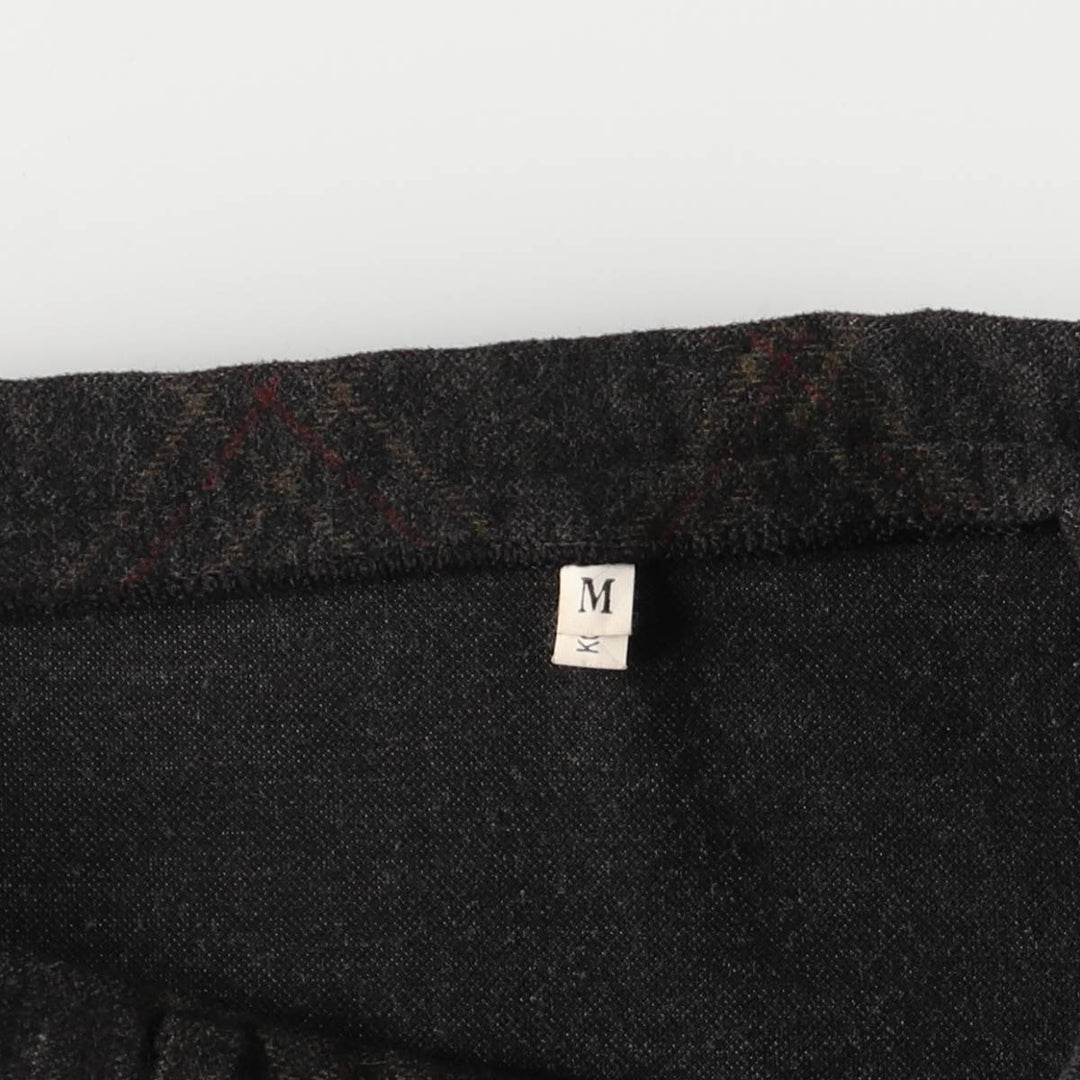 Check Pattern Long A-Line Skirt, Women's Size M unclear Charcoal Vintage Second Hand