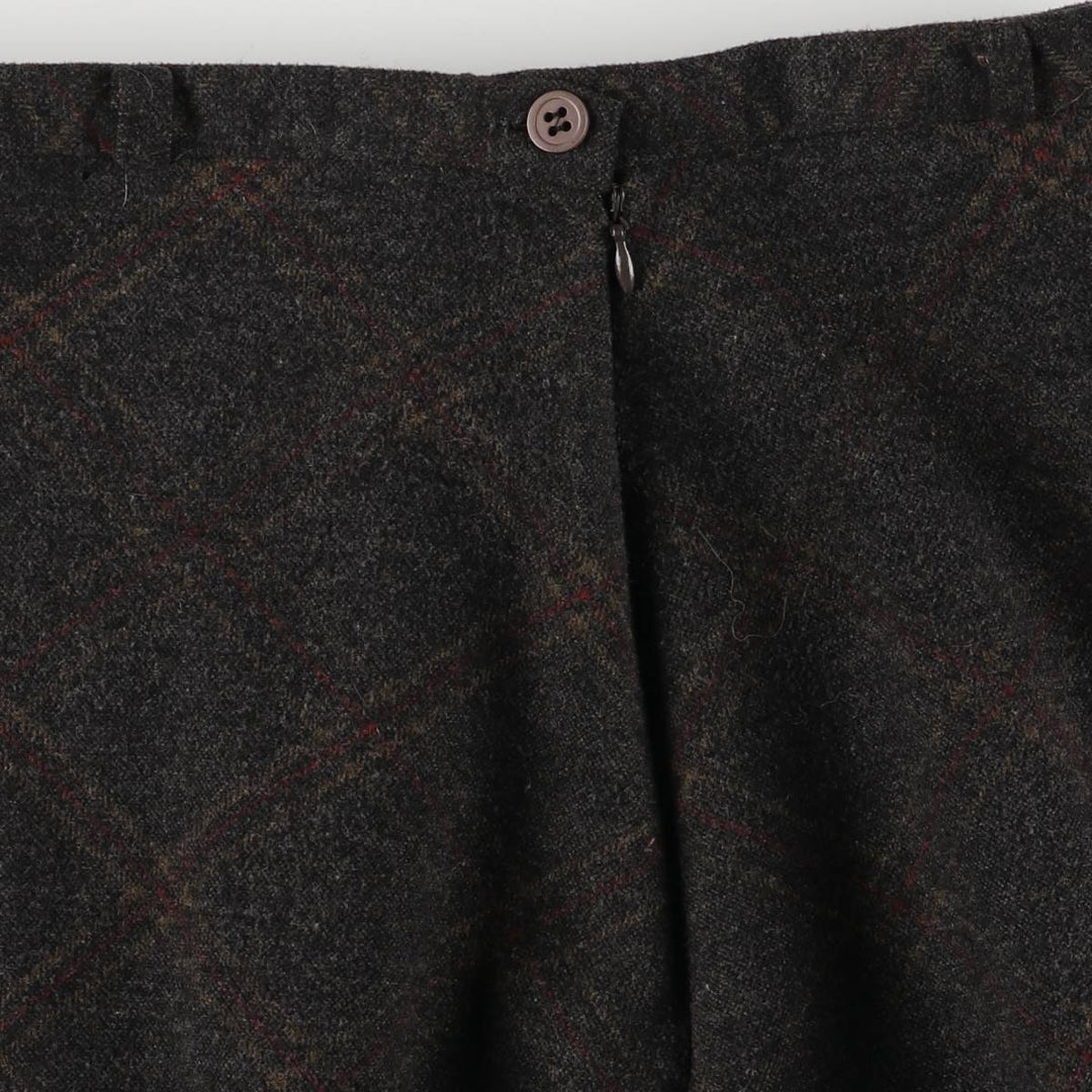 Check Pattern Long A-Line Skirt, Women's Size M unclear Charcoal Vintage Second Hand