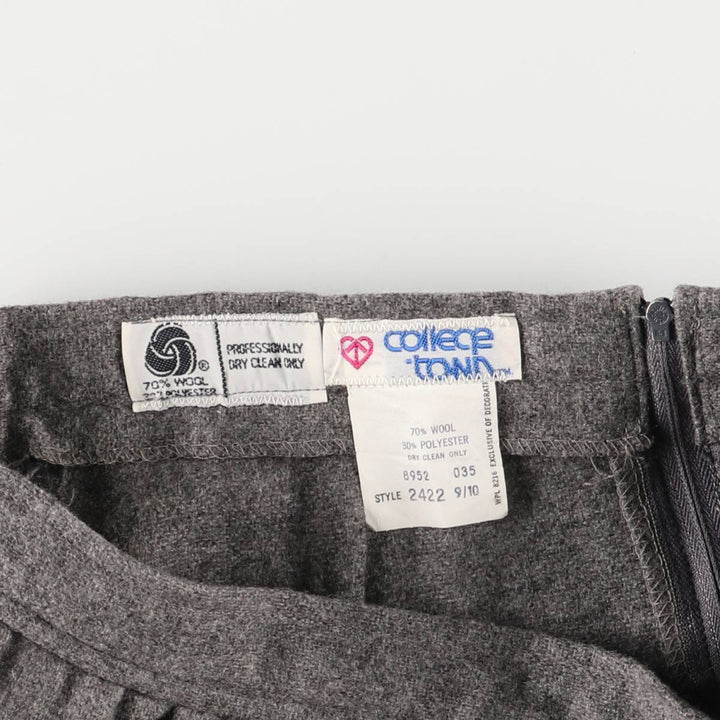 Vintage 1970'S COLLEGE TOWN wool half-length A-line skirt, made in the USA, size M. wool gray type Vintage Second Hand