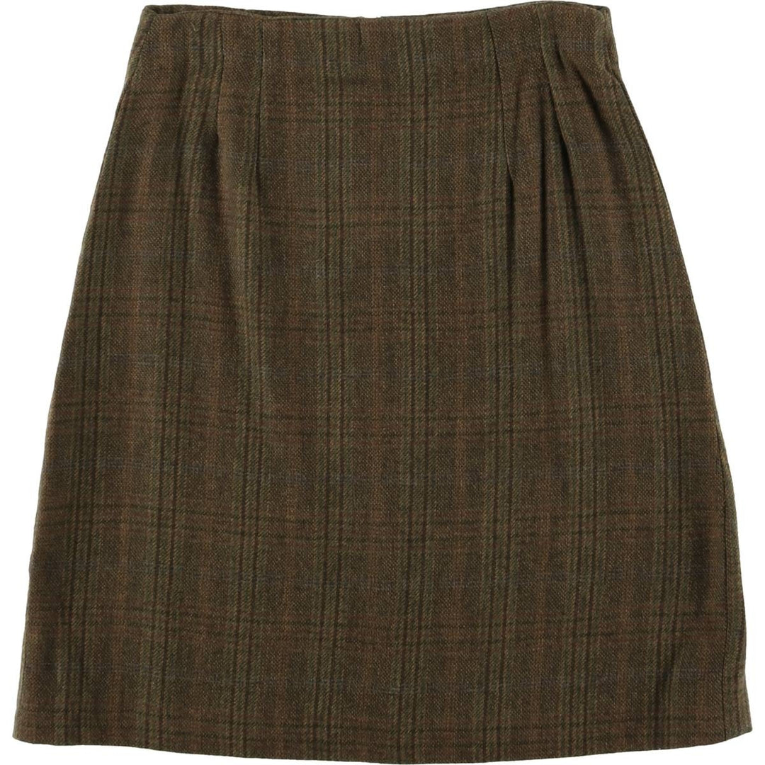 Check Pattern Half-Length Tight Skirt, Women's Size M, Vintage unclear brown type Vintage Second Hand