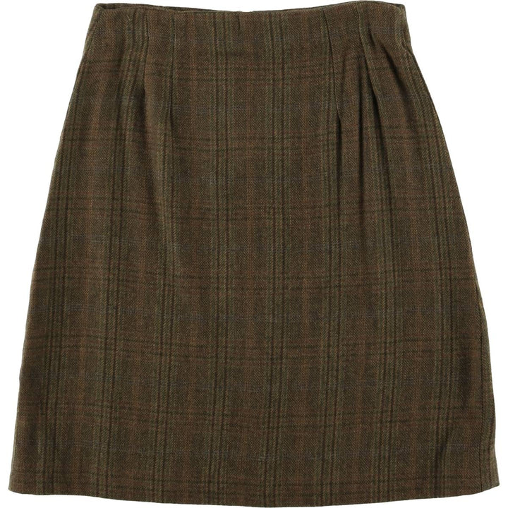 Check Pattern Half-Length Tight Skirt, Women's Size M, Vintage unclear brown type Vintage Second Hand