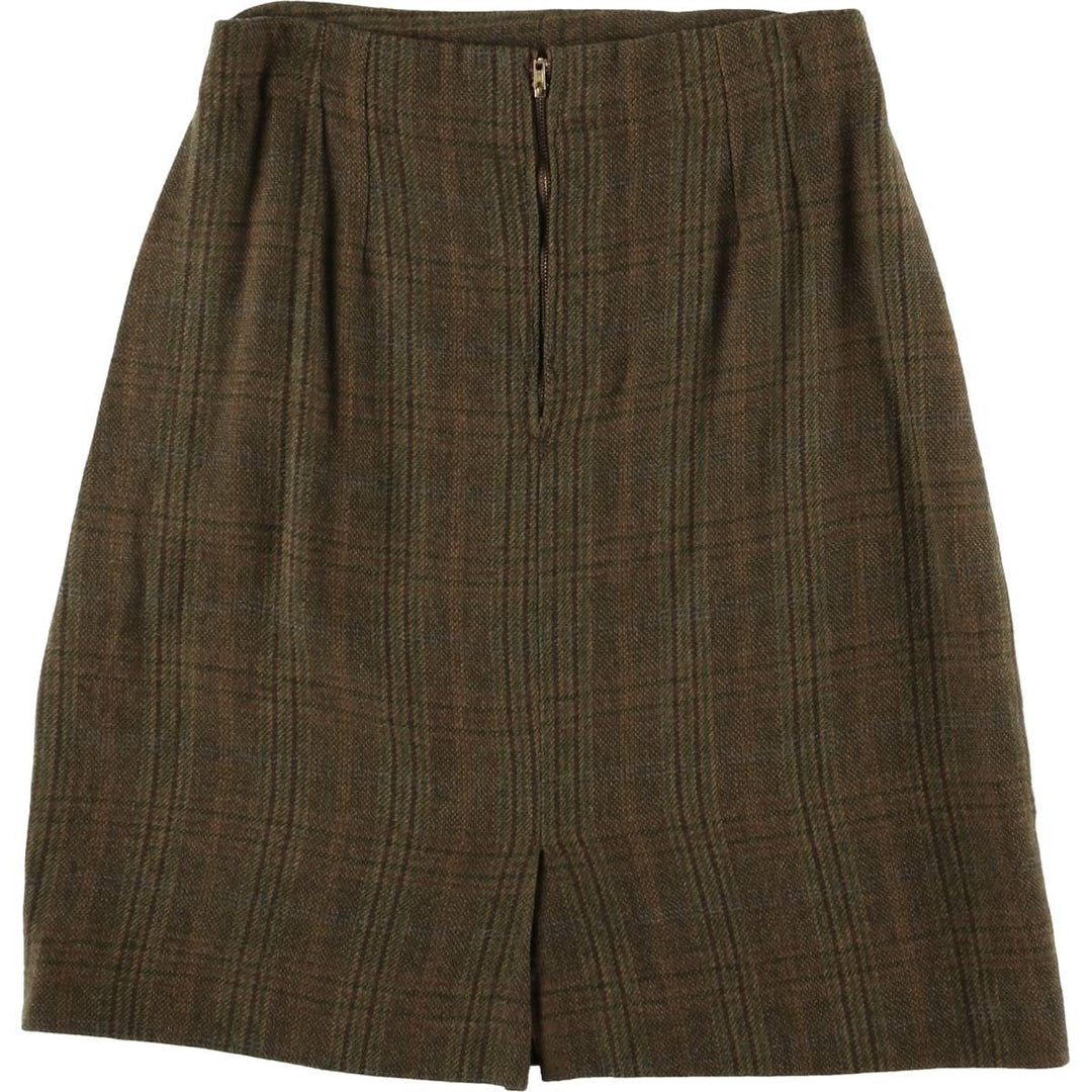 Check Pattern Half-Length Tight Skirt, Women's Size M, Vintage unclear brown type Vintage Second Hand