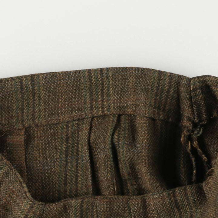 Check Pattern Half-Length Tight Skirt, Women's Size M, Vintage unclear brown type Vintage Second Hand